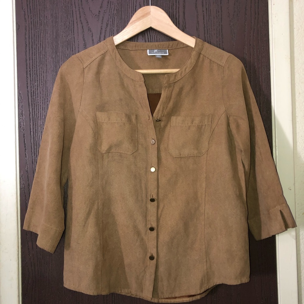 3/4 suede button down top